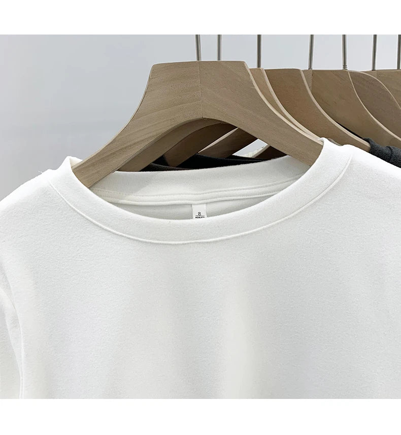 Women’s Winter Thickened Fleece-Lined Round Neck Long Sleeve Base Shirt | Slim Fit Solid Color Thermal Inner Wear Top
