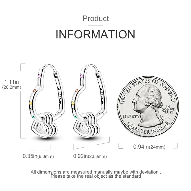 925 Sterling Silver Creative Hoop Earrings | Dangler Charms with Pave CZ for Women