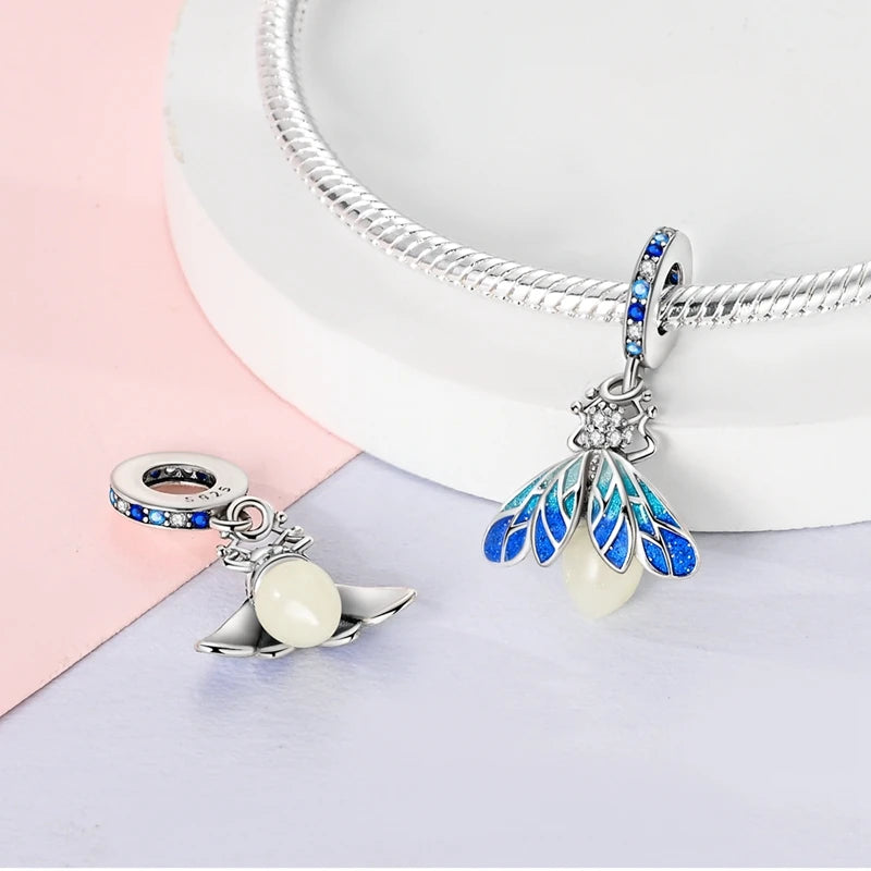 Original 925 Sterling Silver Glowing Firefly Charm Beads – DIY Bracelet Pendant for Women