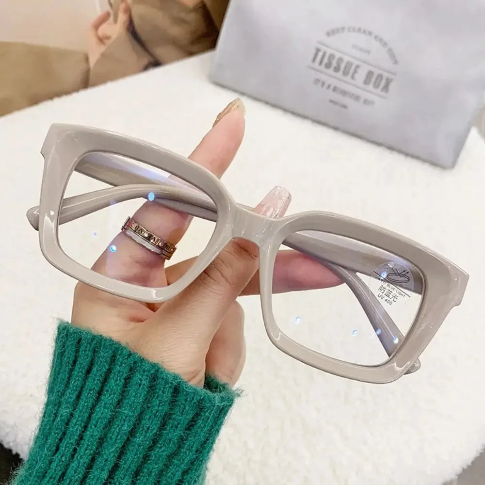 Fashion Anti Blue Light Glasses for Women – Trendy Rice Nail Square Frame Fake Eyeglasses | Flat Light Computer Glasses