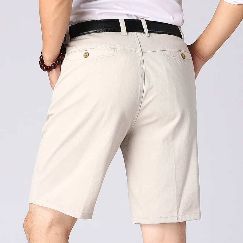 Classic Cotton Bermuda Shorts | Knee-Length Comfortable Board Shorts for Outdoor & Beach | Black & KhakiClassic Cotton Bermuda Shorts | Knee-Length Comfortable Board Shorts for Outdoor & Beach | Black & Khaki