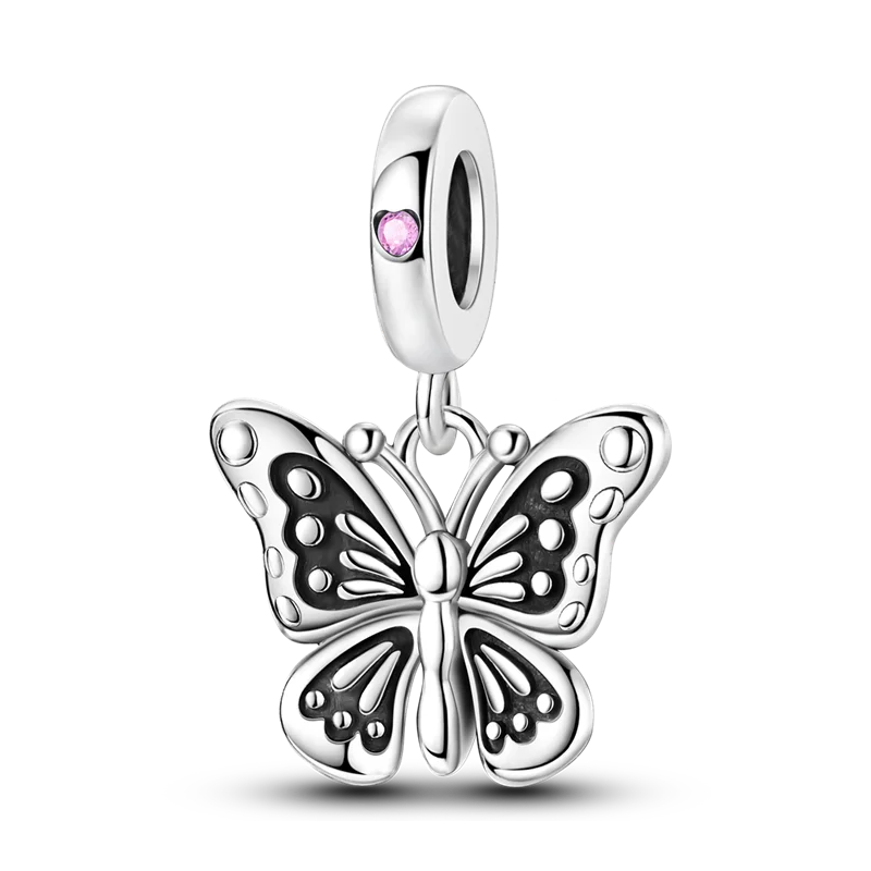 925 Sterling Silver Star, Moon & Heart Safety Chain | CZ Beads Angel Wing Charm for Original Bracelet DIY Jewelry