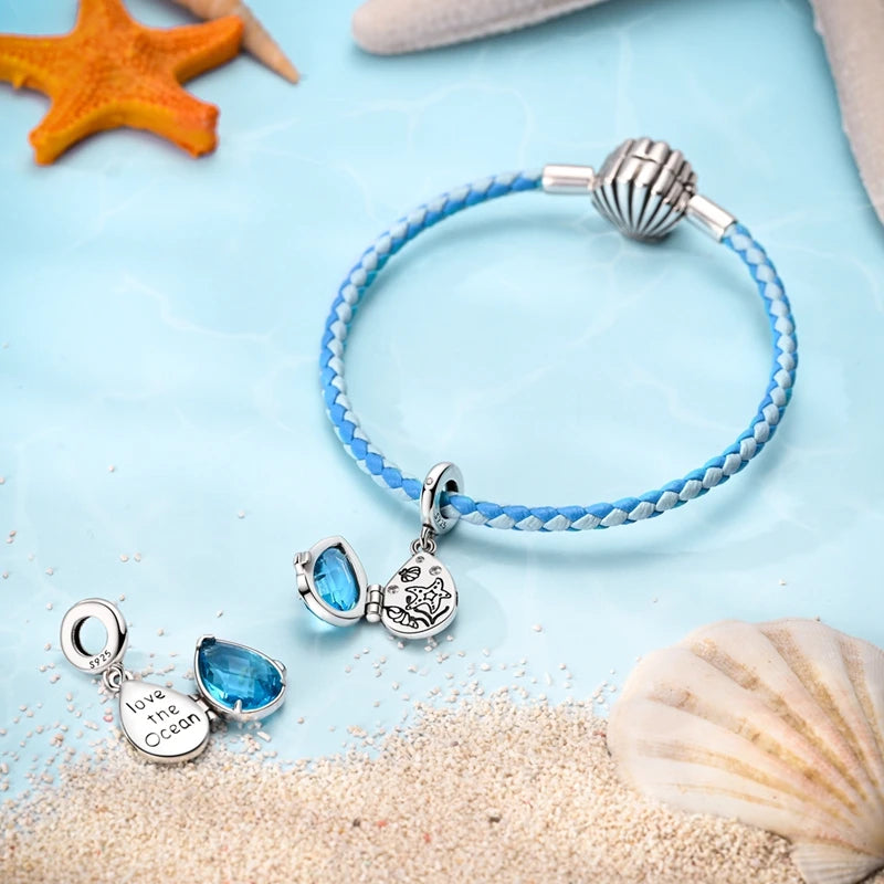 New Summer Ocean Silver Plated Sea Turtle & Starfish Shell Charm | DIY Bracelet Jewelry for Women