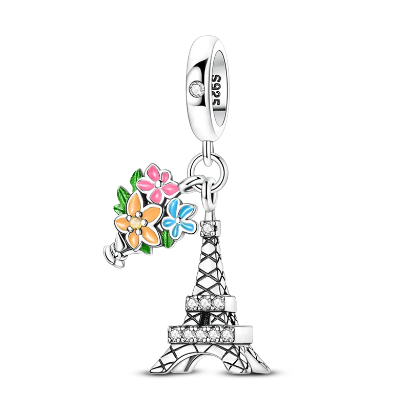 925 Sterling Silver Travel Charms | London Big Ben Eiffel Tower Bead