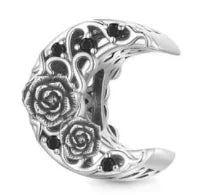 925 Sterling Silver Blue Moon Plane Space Series Glass Beads Clip Charm for Bracelet