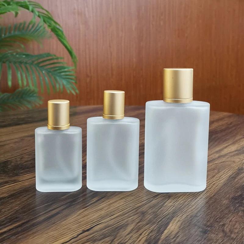 25/50/100ml Sandblasted Glass Perfume Bottle – Empty Refillable Screw Top Spray Bottle | Fine Mist Makeup Liquid Dispenser