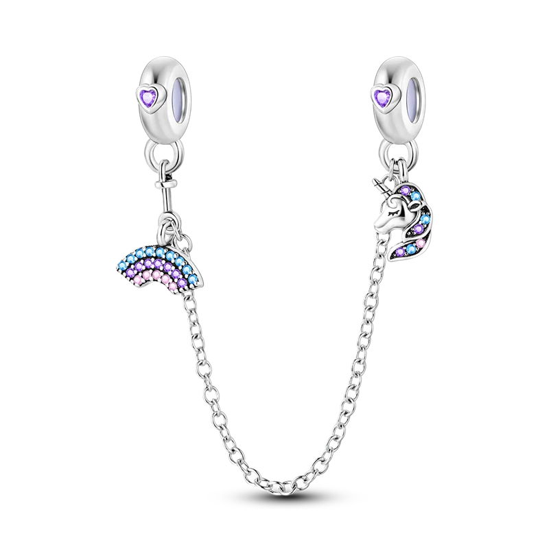 Silver Clasp 925 Sterling Silver Round Daisy Charm Beads | Safety Chain Pendant for Original Bracelets Jewelry