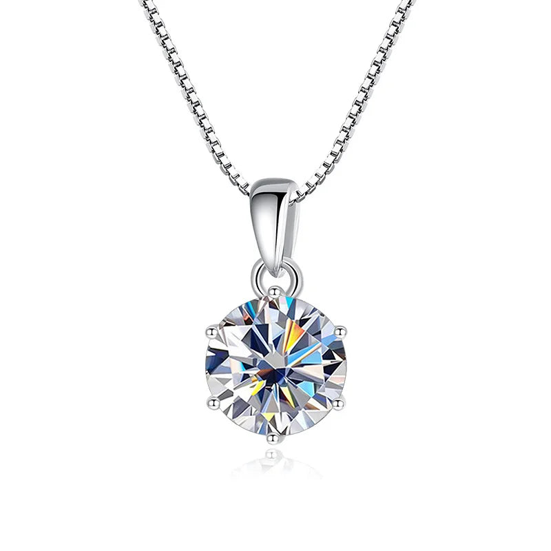 Butterflykiss 1CT Moissanite Pendant Necklace 925 Sterling Silver Bridal Jewelry