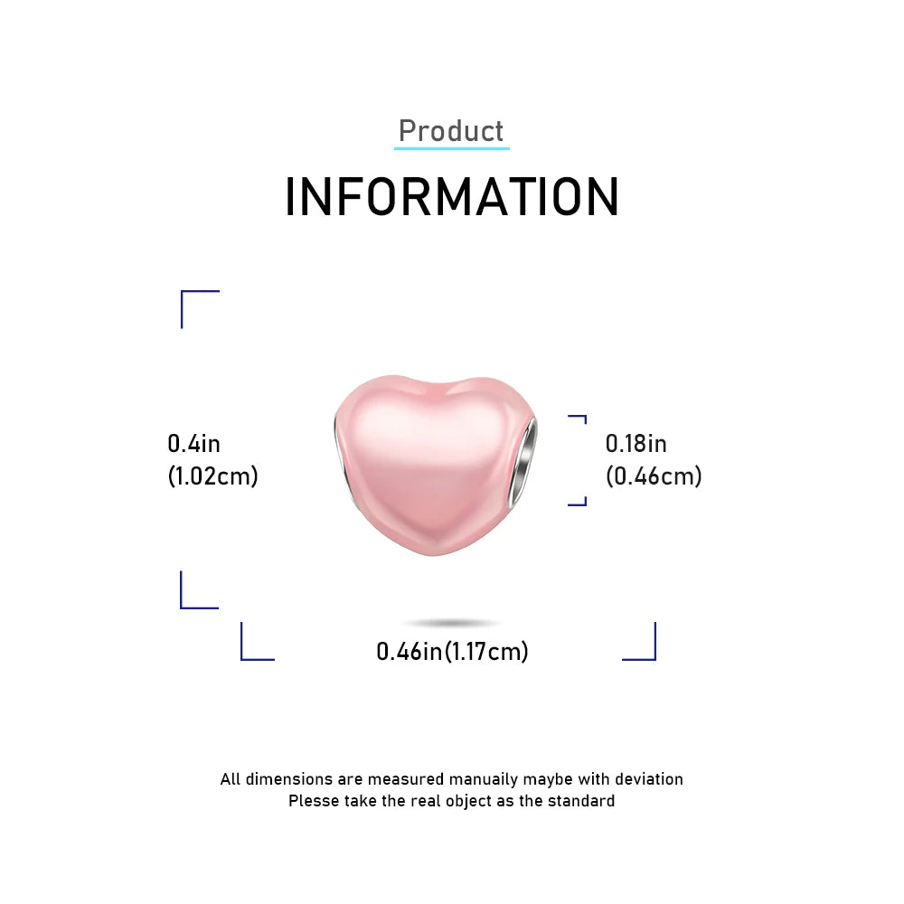 2025 New 925 Sterling Silver Colorful Shine Heart Charm Beads | Fit Snake Chain Bracelet & Necklace Women DIY Jewelry