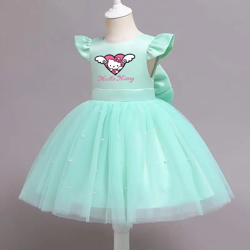 Hello Kitty Girls Lace Tulle Tutu Dress – Sleeveless Princess Wedding & Party Gown for Kids