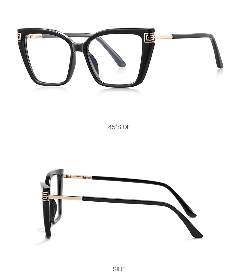 GENEVIEVE Personalized Large Frame Square Anti-Blue Light Reading Glasses – Women’s Photochromic Custom Prescription Eyewear