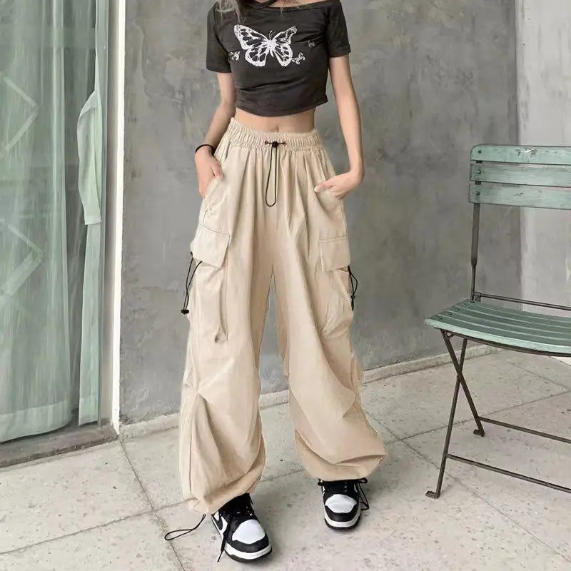 American Retro Workwear Casual Pants – Women’s Summer Straight Loose Wide Leg Trousers