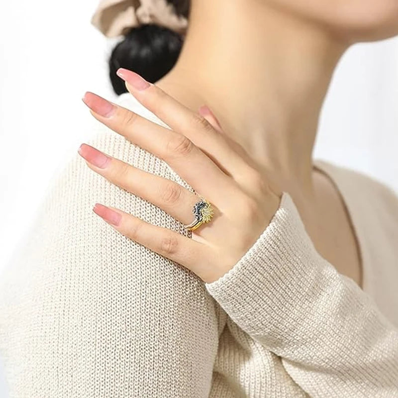 2025 Hot Sale Sun and Moon Combination Ring Set 925 Sterling Silver | Couple Rings for Women Engagement & Birthday Gift Jewelry