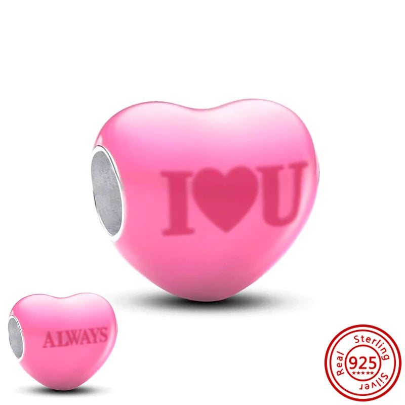 New 925 Sterling Silver Forever Always Love Murano Glass Beads | Sparkling Lucky Charms for Original Pantaro Bracelets DIY Jewelry