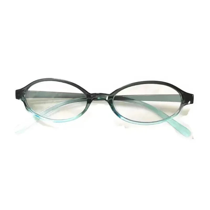 Retro Oval Glasses for Women & Girls – Y2K Red Green Frame Decorative Eyewear | Anti-Blue Light Computer Glasses for Seaside & Driving