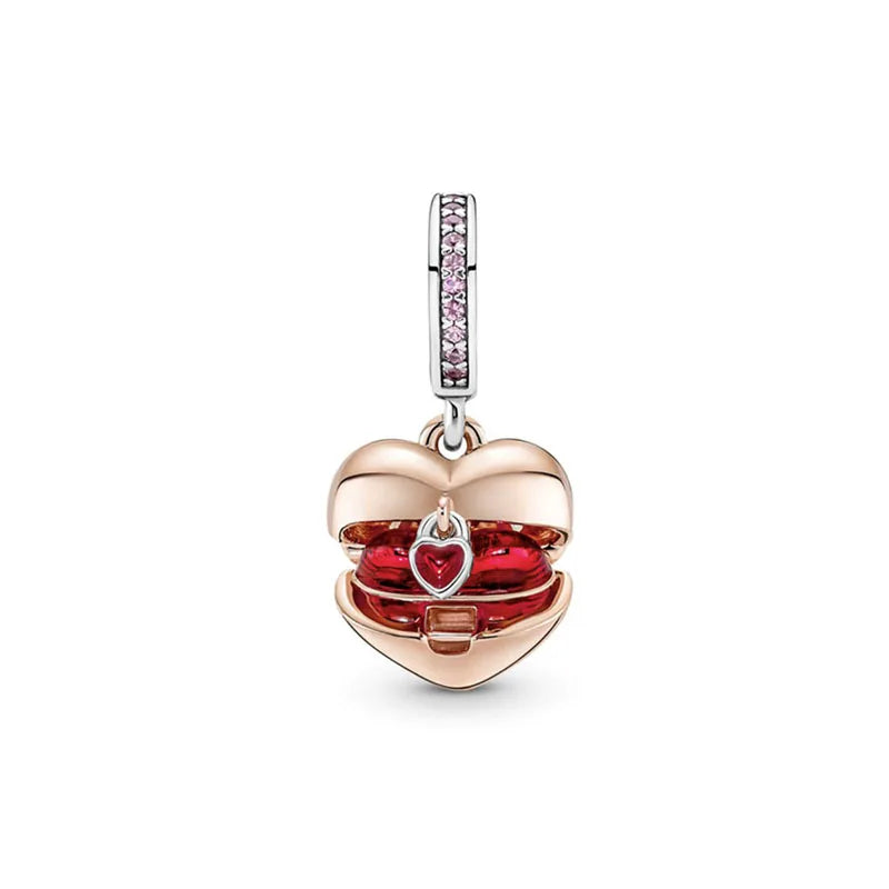 Hot Selling Rose Gold Firefly & Key Pendant Bead | 925 Sterling Silver Charm for Original European Bracelet