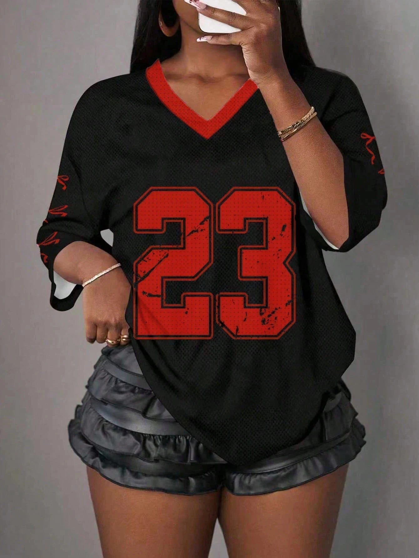 Women’s Casual Minimalist NO.23 Graphic T-Shirt – Summer Sports Jersey | Y2K Ladies Clothes