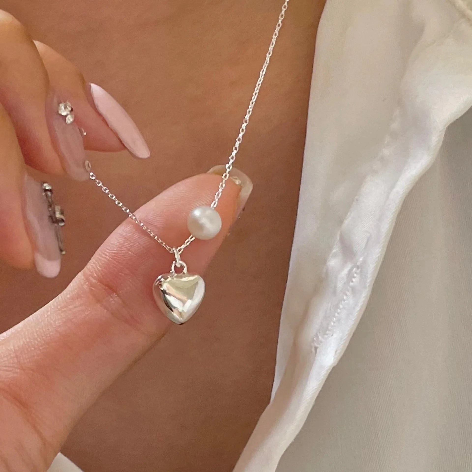 Trendy 925 Sterling Silver Pearl Pendant Necklace – Simple Elegant Jewelry for Women