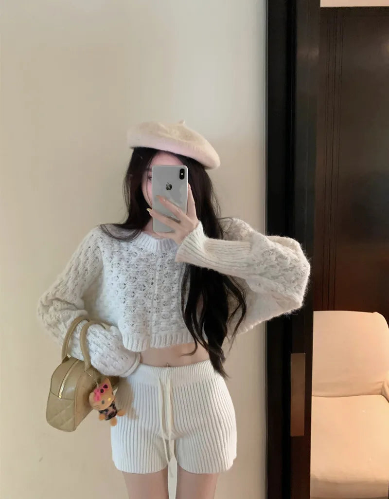 High Waist Knitted Wool Wide-Leg Pants for Women – Autumn Casual Straight Bootcut Trousers