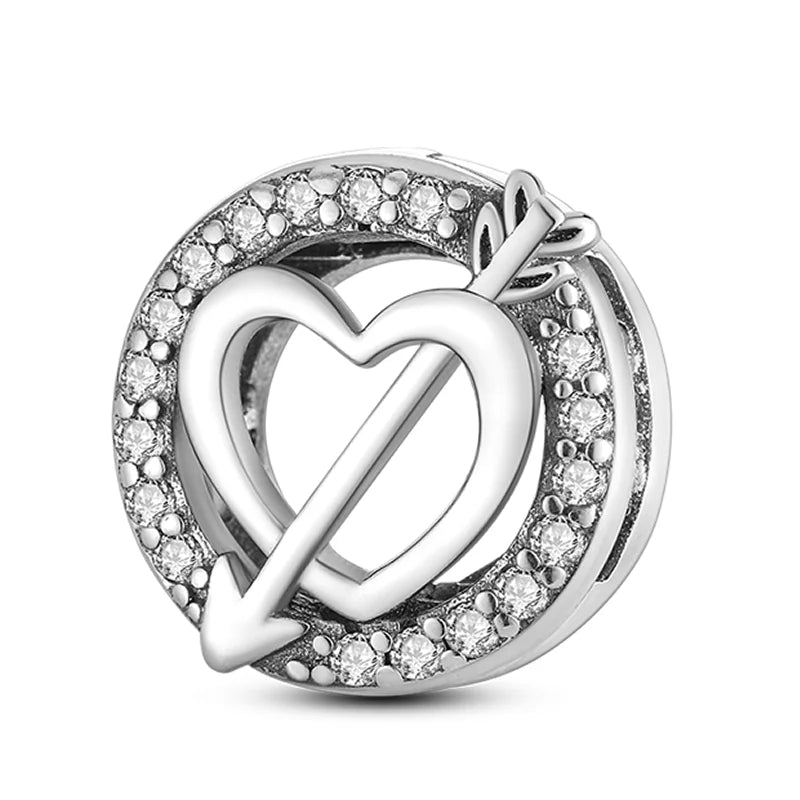 925 Sterling Silver Colorful Charms – Rose, Crown, Rainbow & Heart Dangle Beads Fit Pandora Bracelet & Necklace