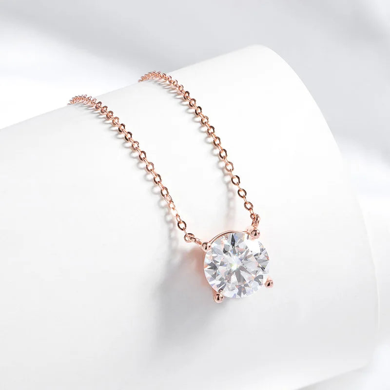 Smyoue 1-5CT Rose Gold Moissanite Pendant Necklace for Women – D Color Sparkling Lab Diamond 925 Sterling Silver