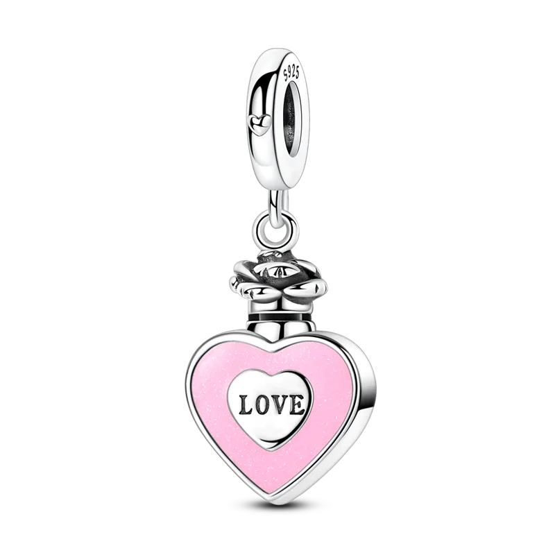 925 Sterling Silver Zircon Bowknot Heart Balloon Charms | Original Pendant Beads Fit Bracelet DIY Fine Jewelry for Women