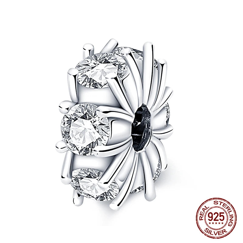 925 Sterling Silver Luminous Butterfly Star Moon Charm Bead | Round Clasp Bead for 3mm DIY Bracelet Jewelry Gift