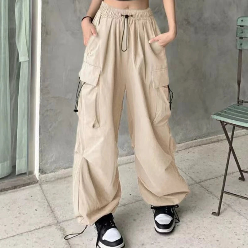 Retro Women’s Cargo Pants – High Waist Streetwear Casual Harajuku Sports Sweatpants