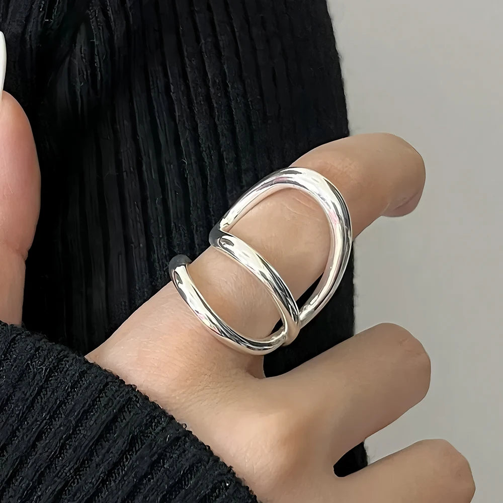 VENTFILLE 925 Sterling Silver Flower Lace Ring – Adjustable CZ Korean Fashion Jewelry