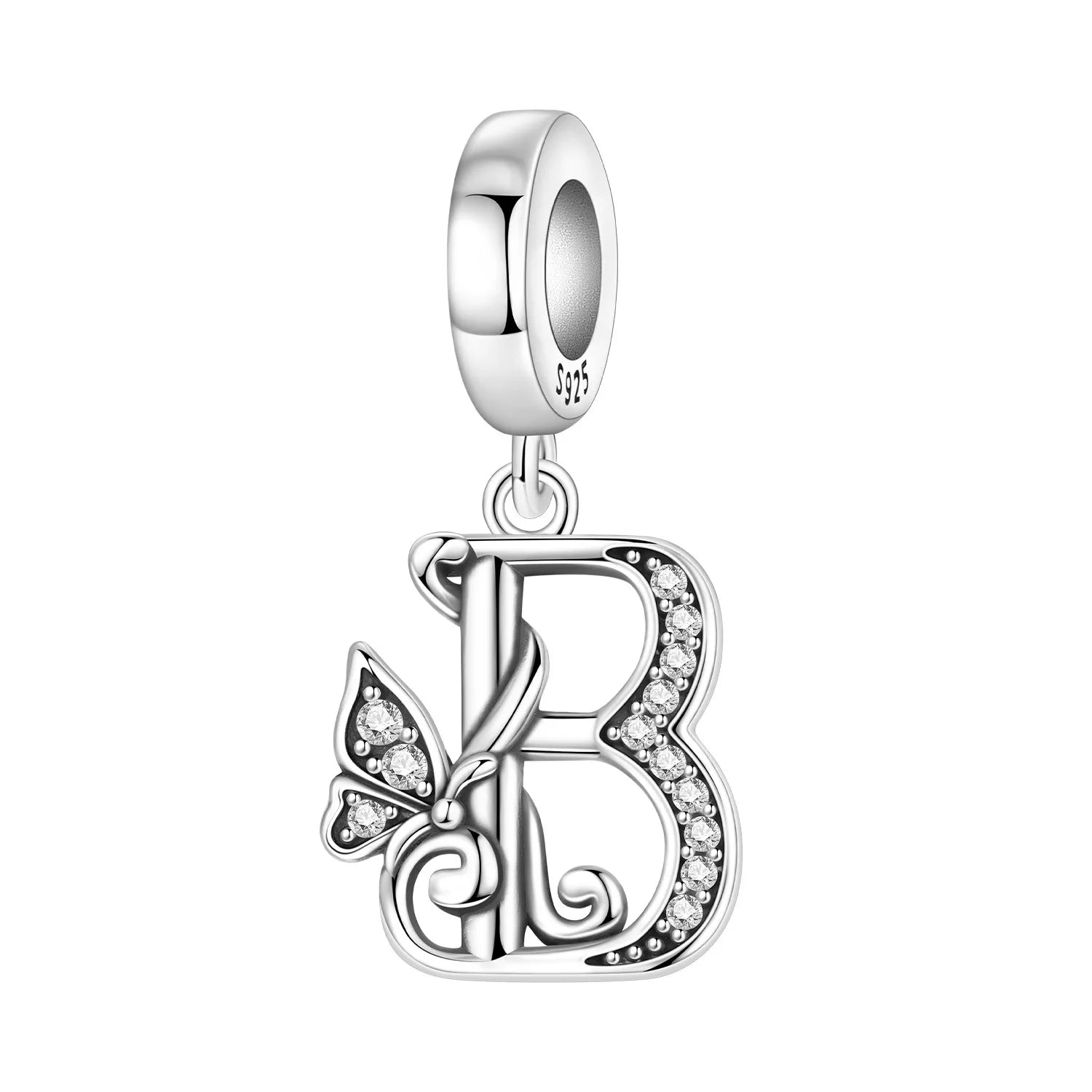 Original S925 Sterling Silver Butterfly & A-Z Letter Beads – DIY Bracelet & Necklace Jewelry