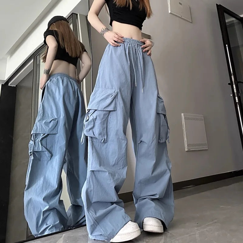 Retro Women’s Cargo Pants – High Waist Streetwear Casual Harajuku Sports Sweatpants