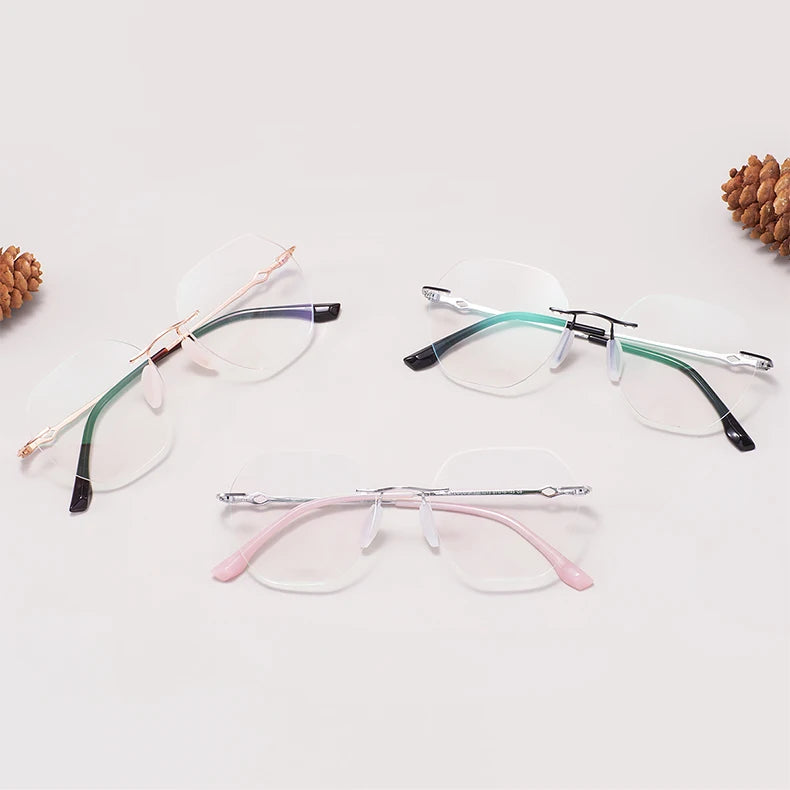 Hexagon Rimless Glasses Women & Men | Lightweight Geometric Optical Eyewear