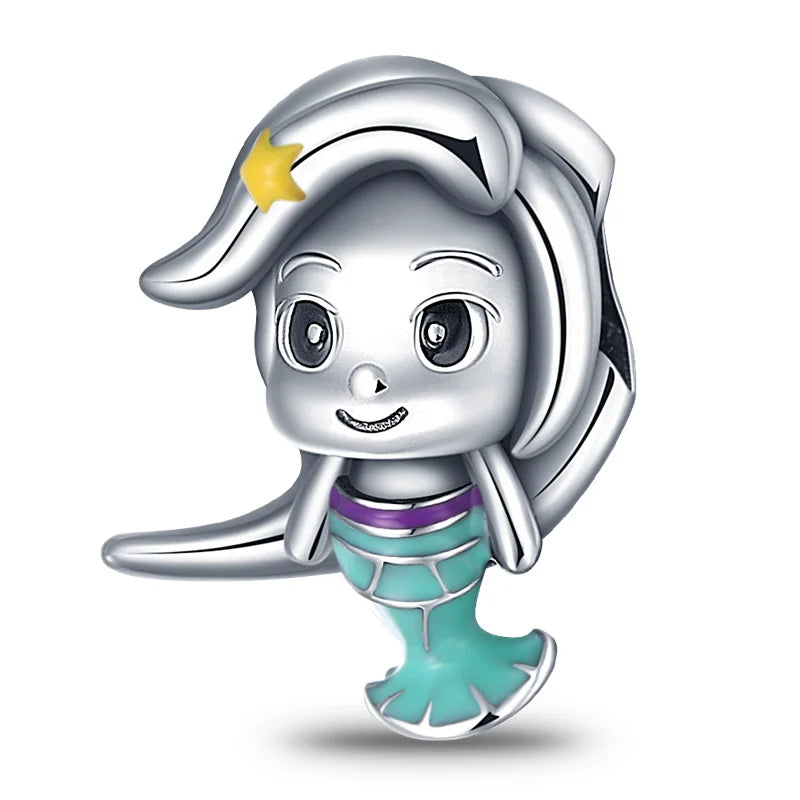 925 Sterling Silver Disney Princess Series Charms | Fit Original 3mm Bracelet Necklace Women DIY Jewelry Gifts