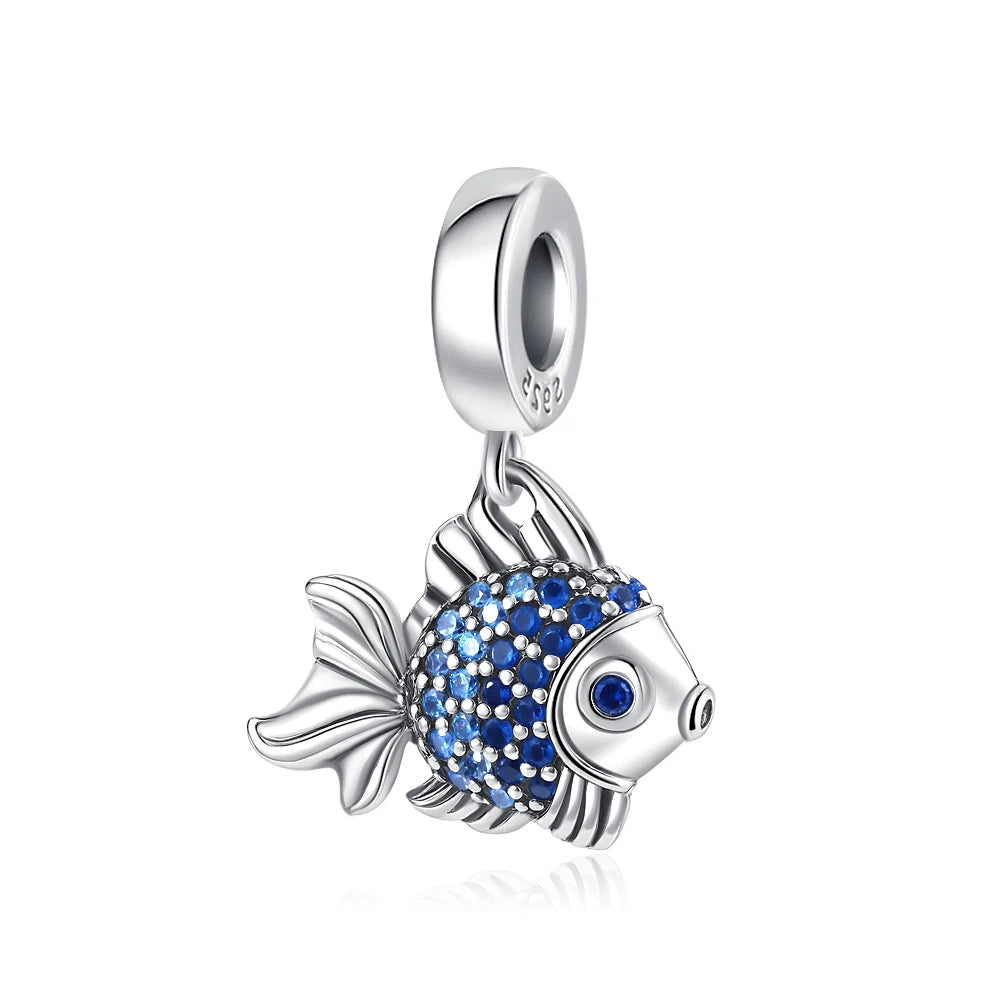 2025 Ocean Blue Series 925 Sterling Silver Sailing Boat Dolphin Seahorse Charms | Ocean-Themed Bracelet Beads for Women Jewelry