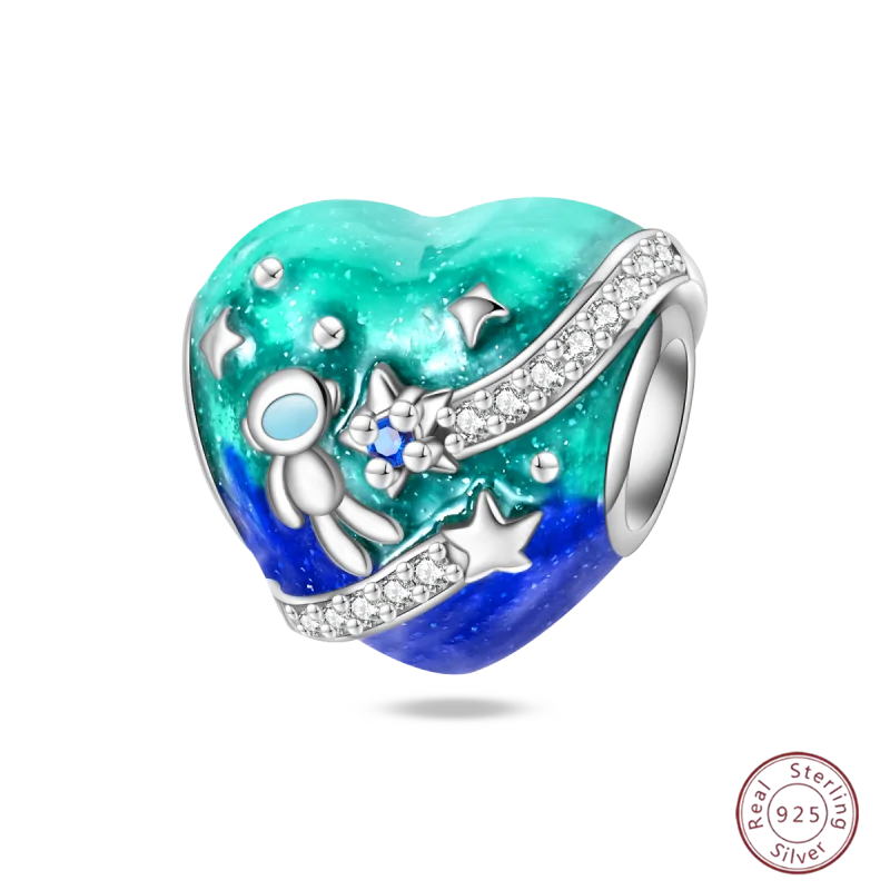 925 Sterling Silver Blue Zircon Ocean Shell Beaded Pendant | Fit Original 3mm Bracelet Women’s Fine Jewelry