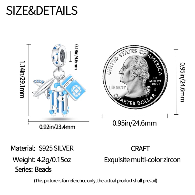 2023 New 925 Sterling Silver Earth Plane & Hot Air Balloon Travel Charms – Fits Pandora Original Bracelets DIY Jewelry