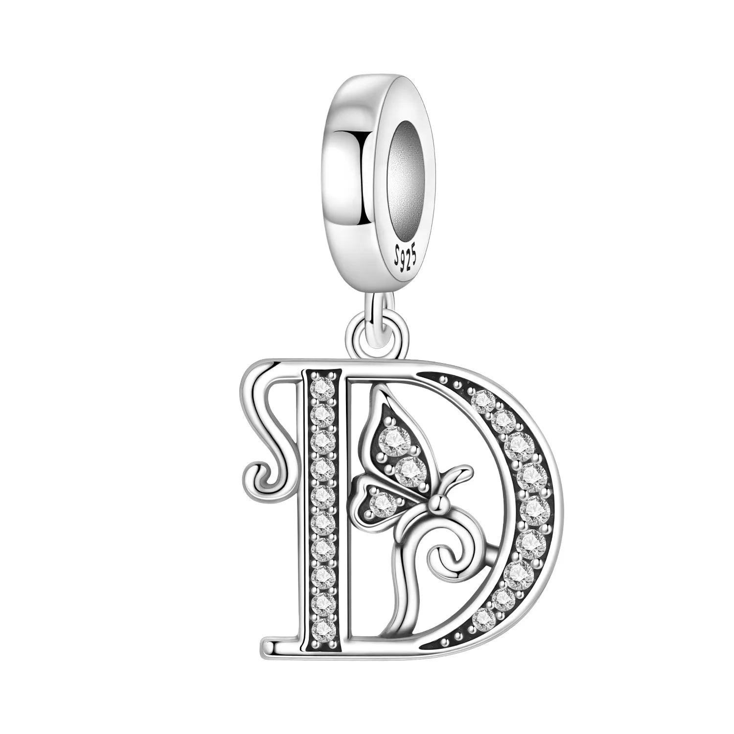 Original S925 Sterling Silver Butterfly & A-Z Letter Beads – DIY Bracelet & Necklace Jewelry