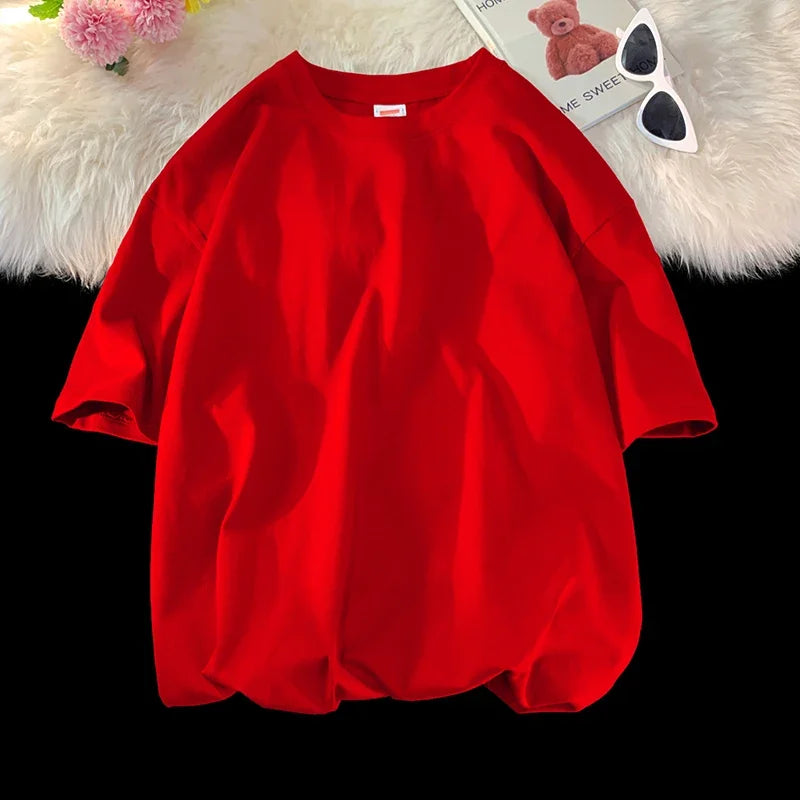 LEGIBLE 2025 Summer Women’s Cotton T-Shirt – Loose Solid Oversized O-Neck Tee 👕✨