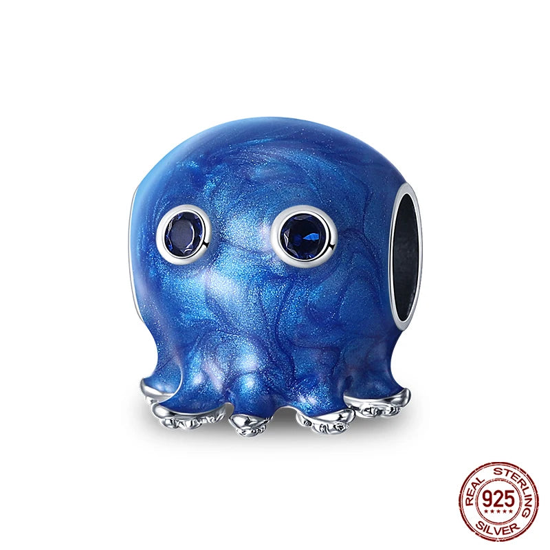 Blue Ocean Series 925 Sterling Silver Turtle Crab Mermaid Charms for 3mm Bracelet