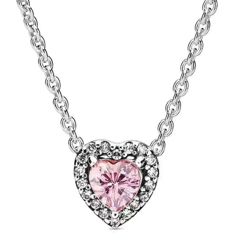 New 925 Sterling Silver Heart Jewelry Set | Pink, Red & Rainbow Earrings, Rings, Necklaces Gift Collection