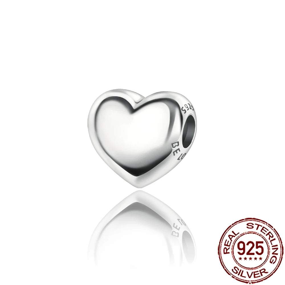 2025 New 925 Sterling Silver Colorful Shine Heart Charm Beads | Fit Snake Chain Bracelet & Necklace Women DIY Jewelry