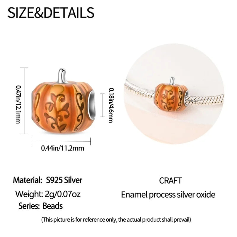 925 Sterling Silver Squirrel & Maple Leaf Charm | Shiny Zircon Autumn Beads Fit Pandora Bracelet DIY Jewelry