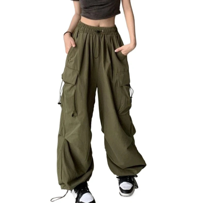 Retro Women’s Cargo Pants – High Waist Streetwear Casual Harajuku Sports Sweatpants