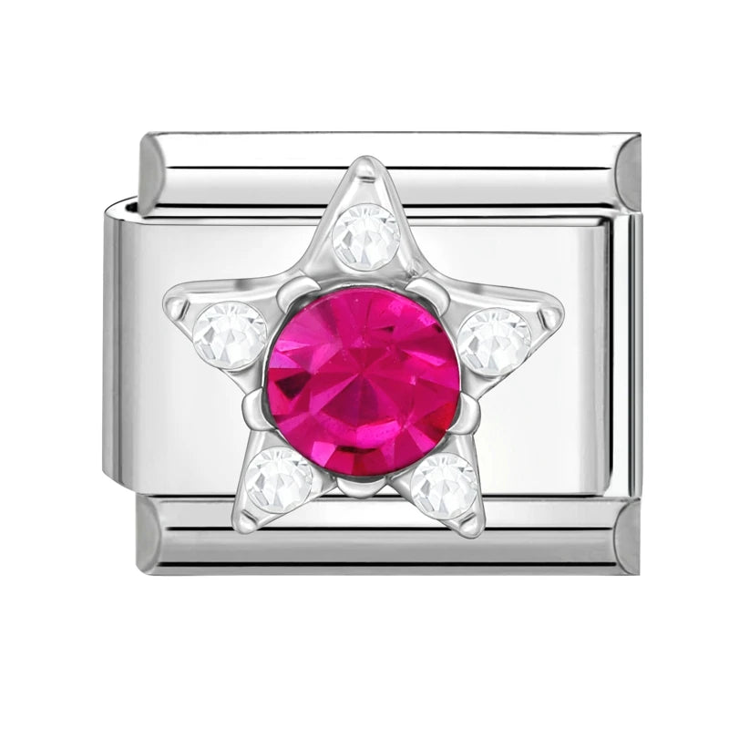 2025 Original Zircon Bow Knot Star Cherry Italian Charm | Stainless Steel 9mm Links DIY Modular Bracelet Jewelry Wholesale