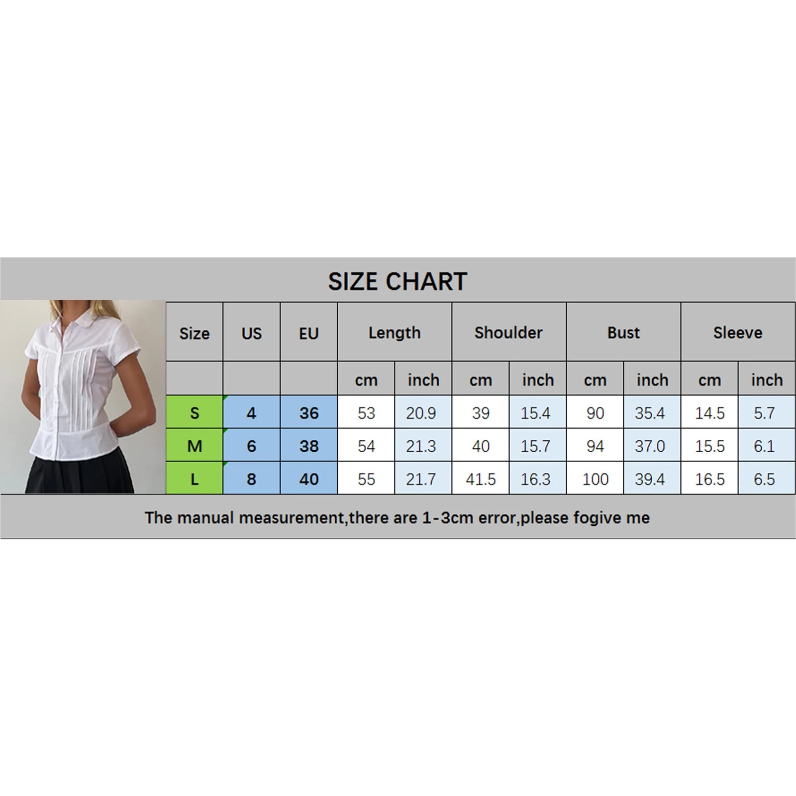 Women’s Summer Slim Fit Shirt – Solid Color Short Sleeve Lapel Button Down Pleated Top Streetwear