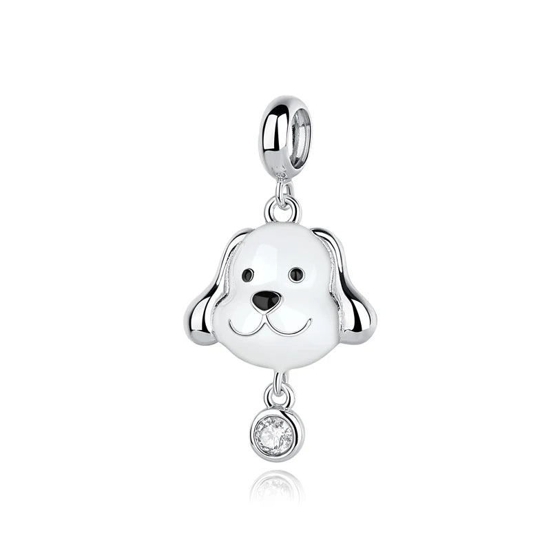 Original Sterling Silver Pet Paw Charm | Love Dog Cat Print Beads for Pandora Bracelets & DIY Jewelry
