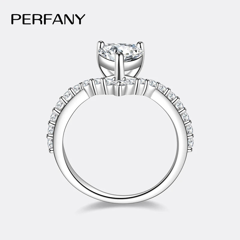 PERMANY 1CT Heart Cut Moissanite Ring for Women – S925 Sterling Silver Luxury Wedding Jewelry