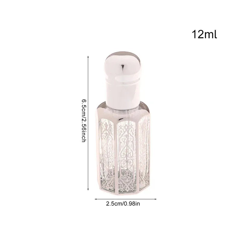 1PC 3/6/12ML Laser Coated Essential Oil Roller Bottle – Empty Glass Roll-On Perfume Bottle with Steel Roller Ball
