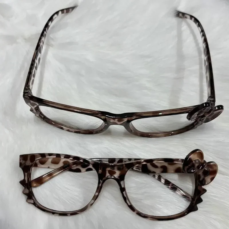 Y2K Leopard Print Eyeglass Frame – Anime Kawaii Retro Glasses | Cartoon Cute Decorative Eyewear Toys