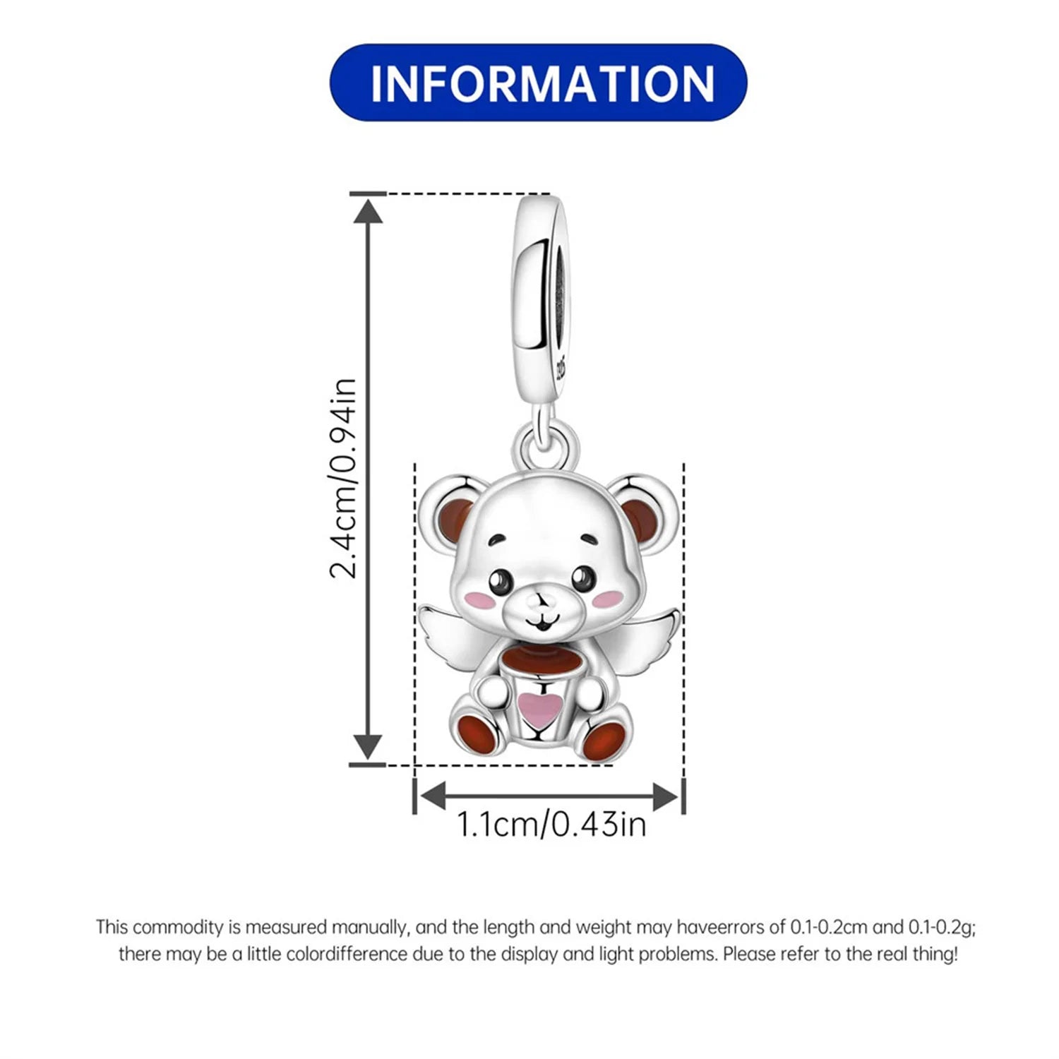 925 Sterling Silver Cute Raccoon Charm Bead | Animal Bracelet Decoration DIY Jewelry Birthday Gift